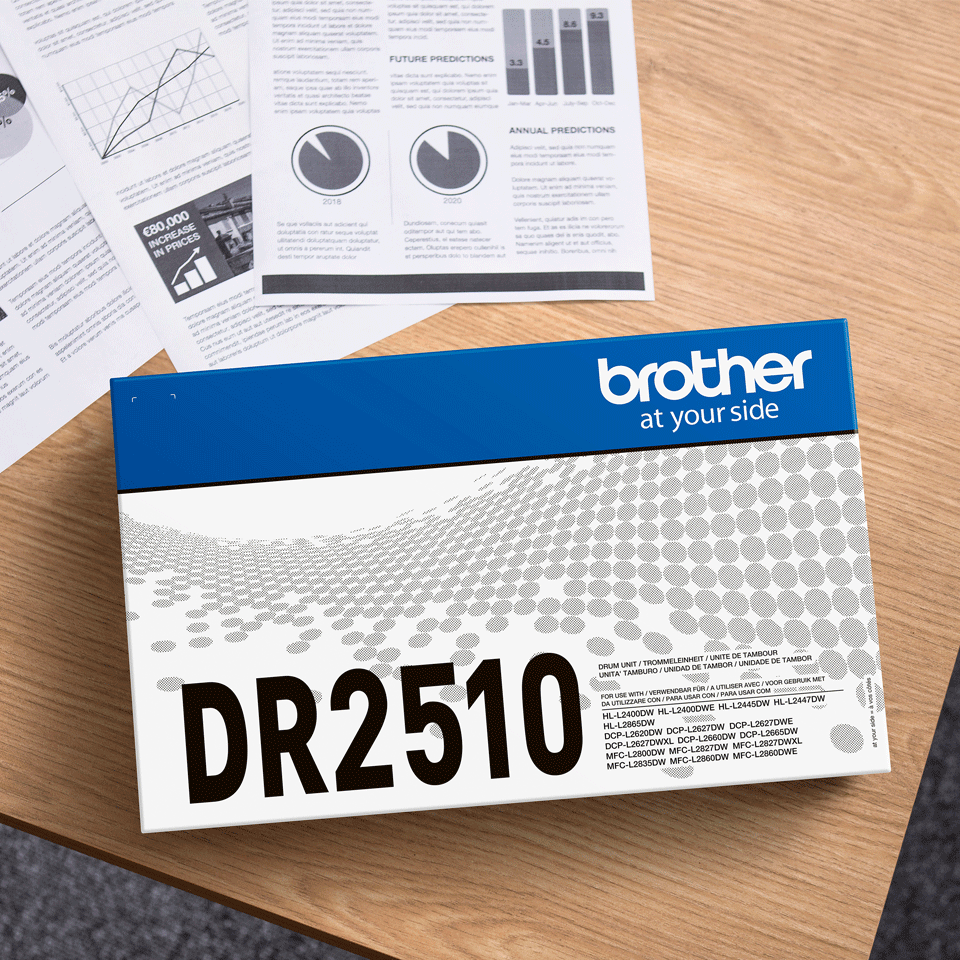 Oriģināls Brother DR2510 printera nomaiņas fotocilindra bloks 4